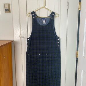 True Blue Corduroy Blue & Green Plaid Dress